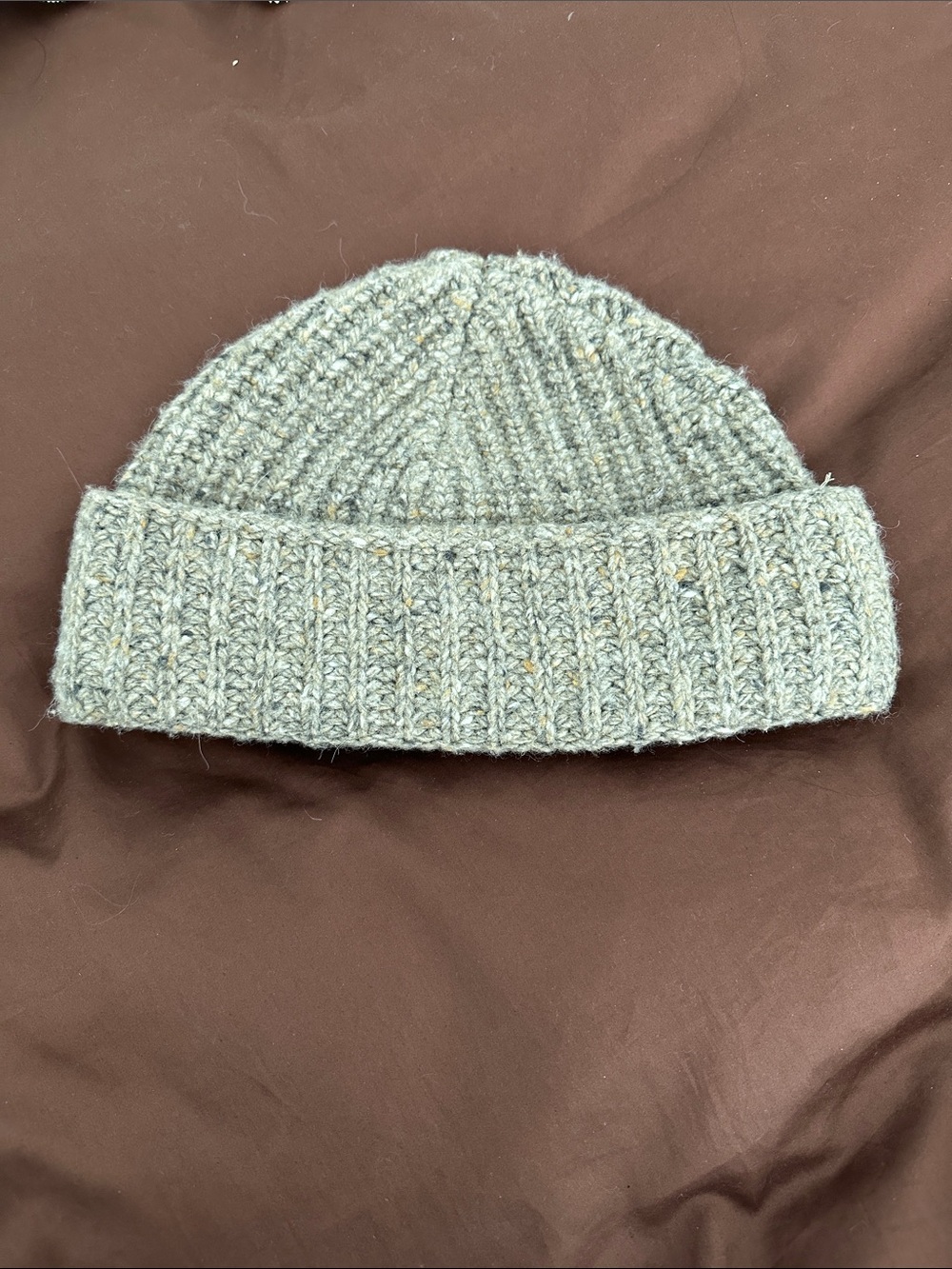 Zulu & Zephyr Speckled Light Gray Folded Rib Beanie